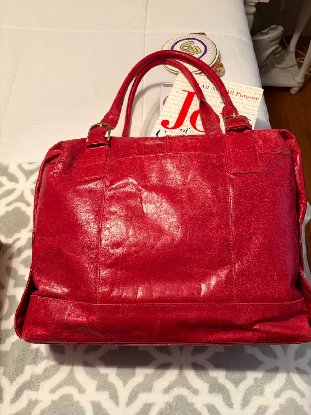 Red Leather Latico Tote Bag - Classic Women's Handbag